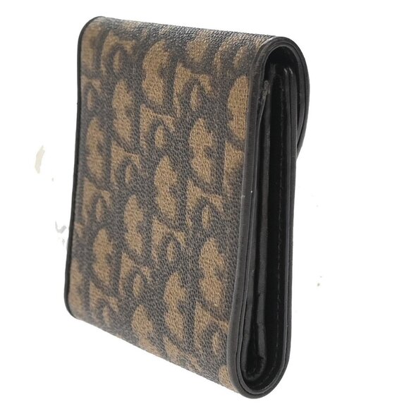 CHRISTIAN DIOR Logo Trotter Trifold Compact Wallet PVC Leather Brown 38KA929 - Picture 4 of 12